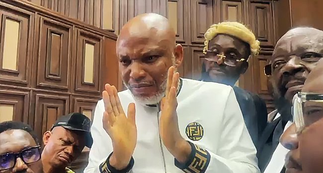 Court Refuses to Release Biafra Leader Nnamdi Kanu, Orders Him to Face Trial