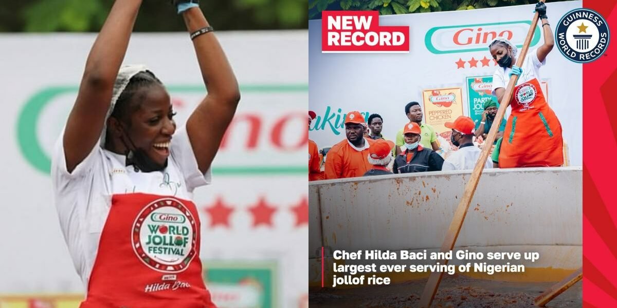 Hilda Baci Sets Another Guinness World Record with Largest Jollof Rice Serving