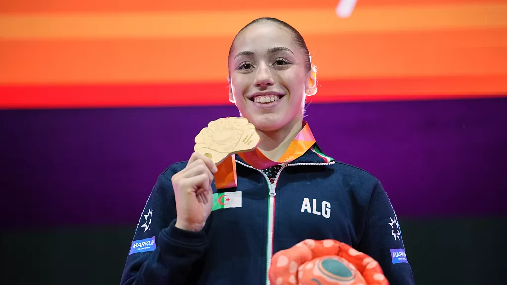 Algerian gymnast becomes world champion on uneven bars
